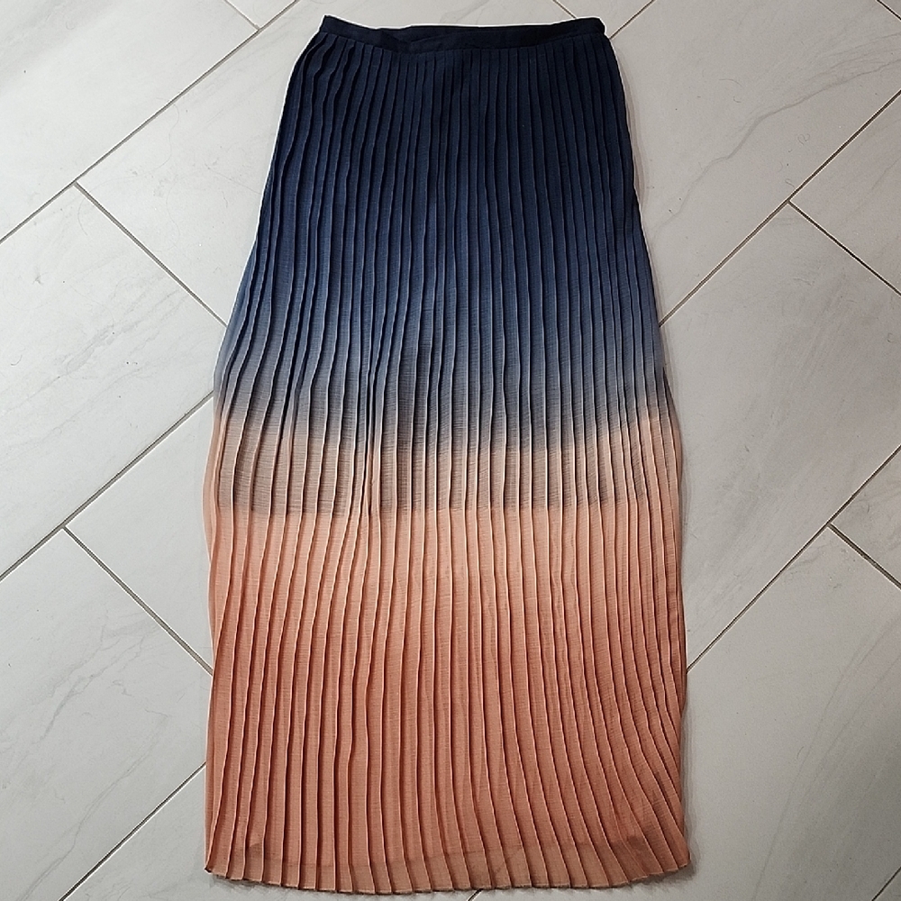 Ombre Pleated Maxi Skirt